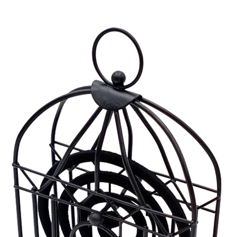 Birdcage Mosquito Repellent Incense Holder Wrought Iron Burner Rack (Black)