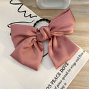 Ribbon Bow Hair Tie Rope Women Satin Hairband Ponytail Holder (Bean Red)