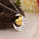 Chic Family Heart and Moon Necklace Pendant "I LOVE YOU TO THE MOON AND BACK"