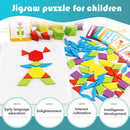 155pcs Wood Jigsaw Puzzle Board Set Tangram Kids Colorful Educational Toys Newly