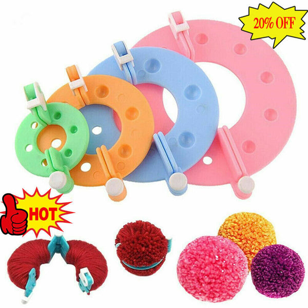 Pompom Maker Kit Knitting Crafts 4 Different Sizes Making 8PCS Hot Tools D2K1