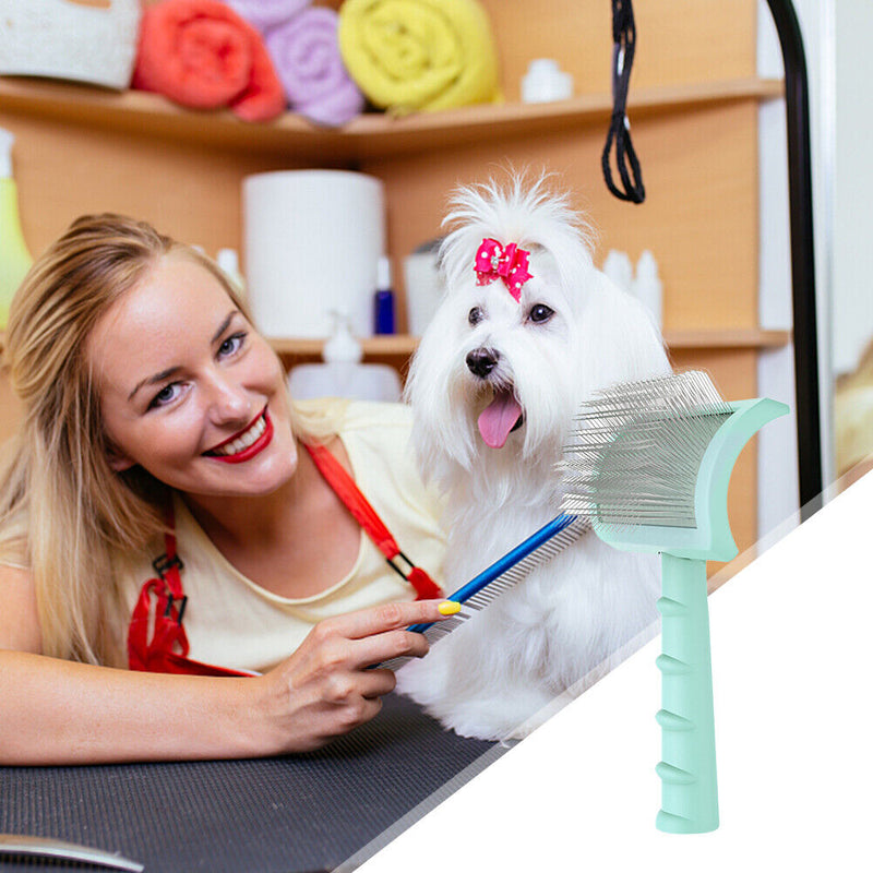 Pet Grooming Comb Shedding Needle Brush Dog Cat Undercoat Dematting (Green)