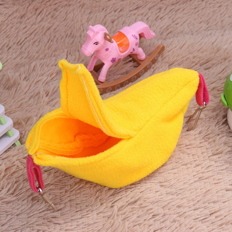 Warm Banana Hamster Hammock Hang Cage Pet Birds Sleeping Nest House (Yellow