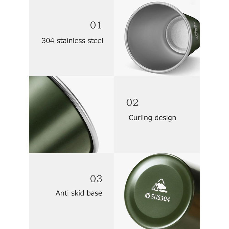 Stainless Steel Camping Cup Outdoor Travel Coffee Beer Drinks Mugs (Grey)