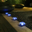 Solar Ice Cube Light LED Outdoor Waterproof Courtyard Garden Decor (Blue) Newly