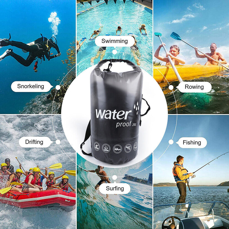 PVC Bags 20L Trekking Drifting Waterproof Storage Pouch (Translucent Black)