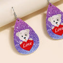 Lightweight Layered Dog Love Teardrop Drop Dangle Earrings Gift for Women Girls