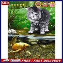 5D DIY Diamond Painting Full Round Drill Playing Cat Wall Decor Rhinestone Ar