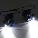 LED Magnifier Glasses Loupes Portable 20X Observation Magnifying Eyewear Newly