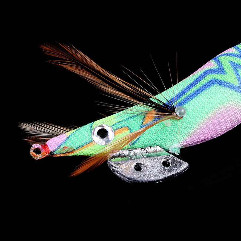 10pcs LED Luminous Shrimp Night Fishing Squid Hook Jigs Lure Octopus Fish Tackle