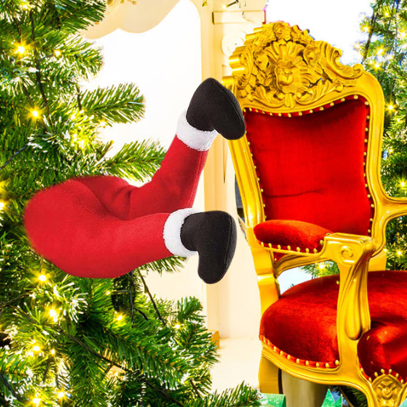 Hanging Christmas Santa Legs Plush Feet Festive Christmas Decorations for Home