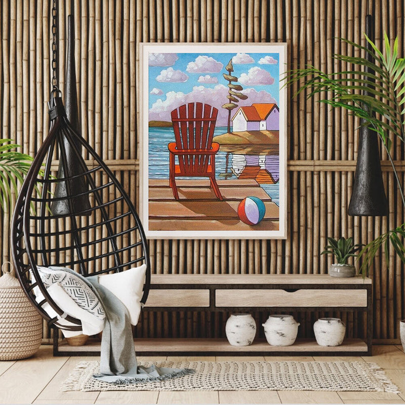 Lake Chair Hut Oil Paint By Numbers Kits DIY Handpainted on Canvas Wall Art