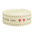 5 Yards/Lot Hooked With Love Printed Cotton Ribbons DIY Sewing Label Tags