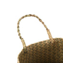 Decor Handmade Folding Belly Basket Seagrass Woven Flower Basket Plant Pot Bag