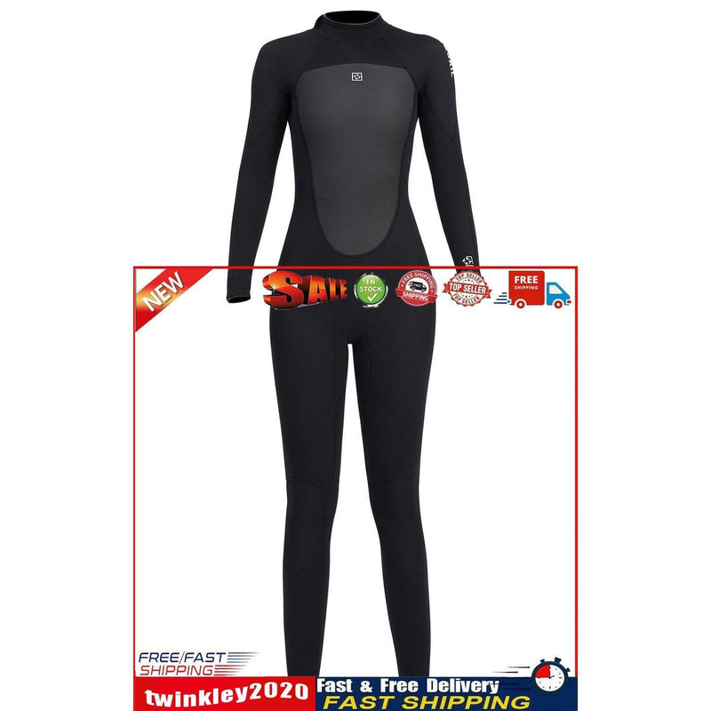 3mm Neoprene Wetsuits Women Back Zipper Full Diving Suits (Black M) Newly