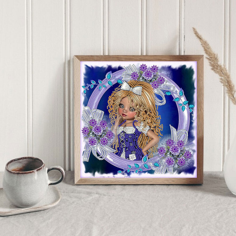 Purple Rose Girls Diamond Painting, Partially Specially Shaped Drilling Decor (YXC1