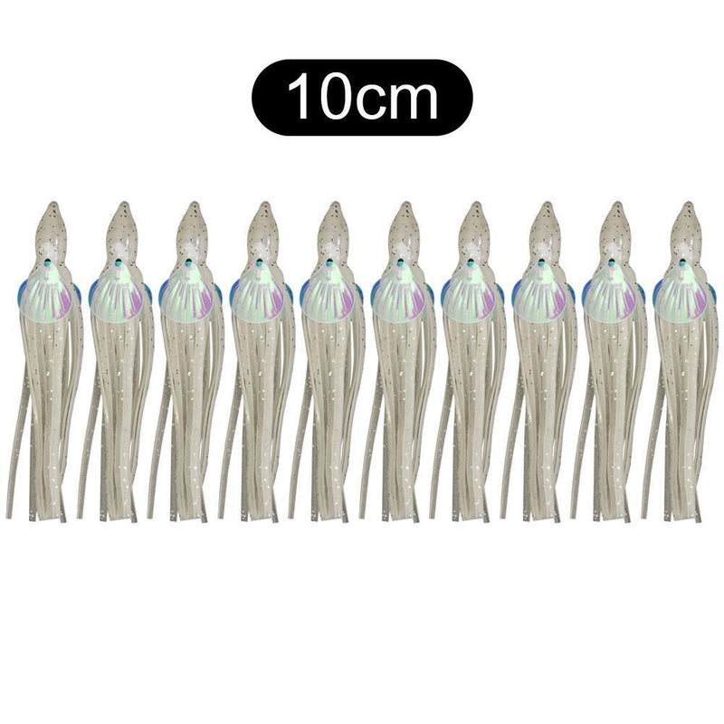 10x Bionic Octopus Fishing Lures 10cm Artificial Soft Bait (Luminous White)