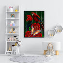 5D Full Round Drill Drawing Picture Parrot Rose Diamond Painting Room Decoration