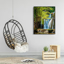 Painting By Numbers Kit DIY Forest Waterfall Canvas Oil Wall Art Picture