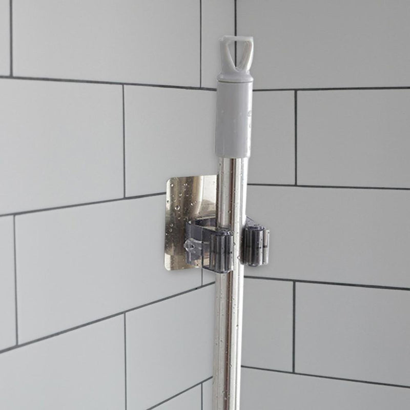 10pcs Wall Mounted Mop Holder Broom Brush Hanger Rack Organizer(Black)