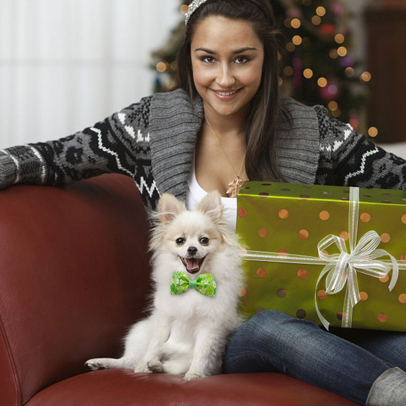 Dog Bow Tie - Adorable Dog Cat Irish Lucky Shamrock Collars for St. Patricks