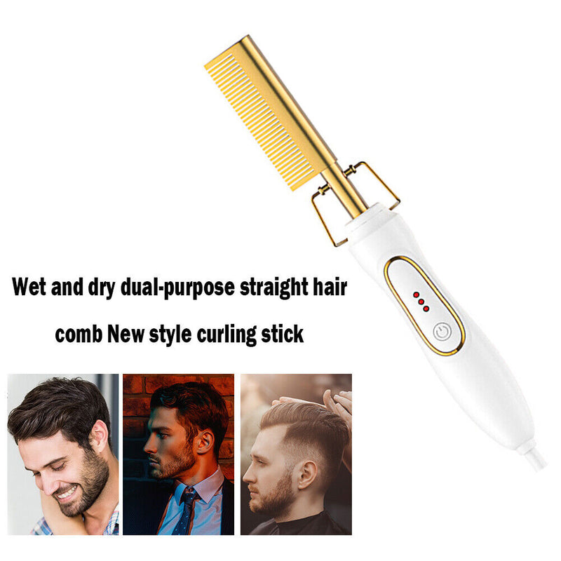 2 in 1 Hair Straightener Curler Electric Heating Comb Hairdressing Styling Tool