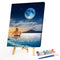 Moon and Ship Oil Paint By Numbers Kits Canvas Drawing DIY Coloring Picture Sets
