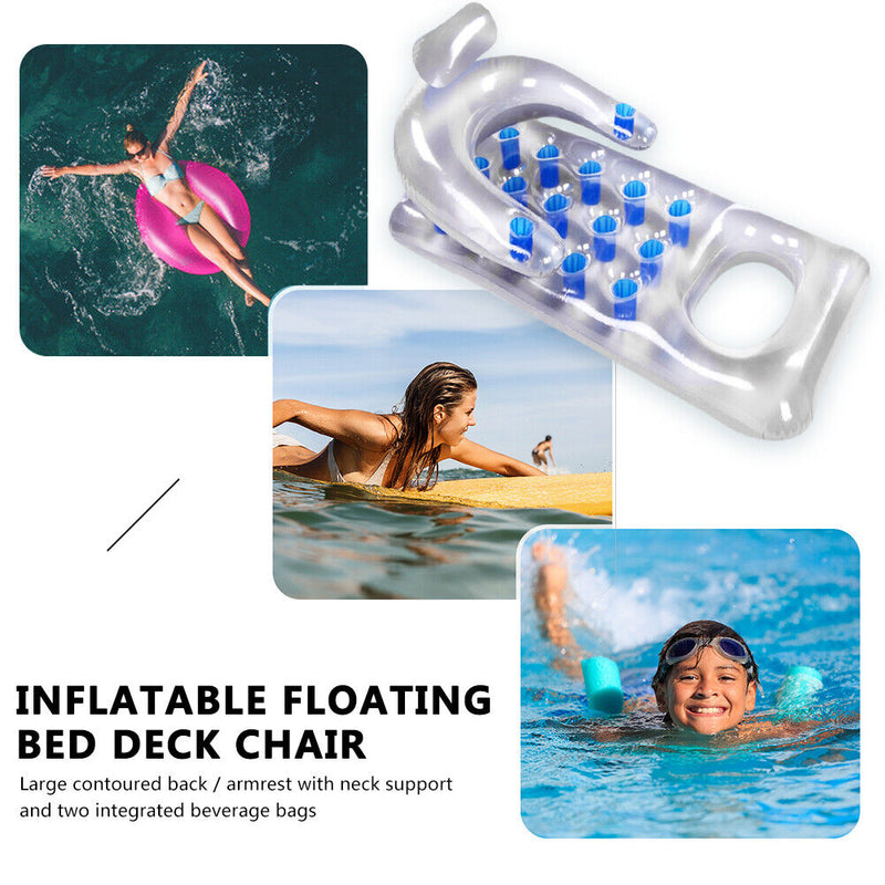 Inflatable Floating Row Pool Air Mattresses Water Sport Float Lounger Chair