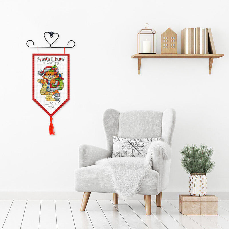 Christmas Banner Pendant 14CT Stamped Cross Stitch Needlework Set (016)