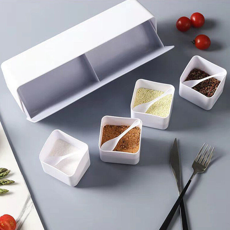 Wall Mounted Seasoning Box Salt Pepper Spice Storage Container (Grey B)