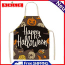 Printed Linen Apron for Women Men Halloween Tablier