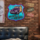 Bad Boys Shield Shape Metal Plate Tin Sign Plate Poster for Bar Club Accessory