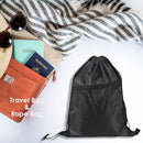 Drawstring String Bag Backpack Pull Rope Nylon Gym Bag with Zipper Earphone H