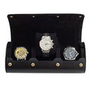 Portable 3 Slots Watch Storage Case Retro Watches Box Holder Stand (Black) Newly