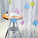 Flowers Print Translucent Curtains Windows Decor Tulle Sheer Drapes Blue