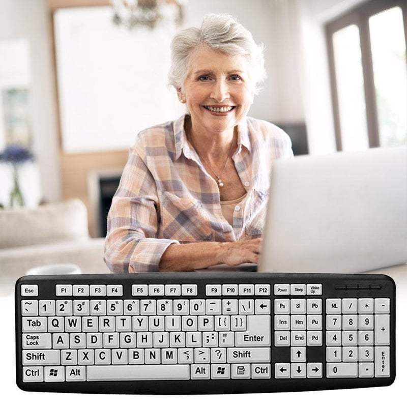 104 Keys USB Wired Large Printed Computer PC Keyboard for Elderly Old People