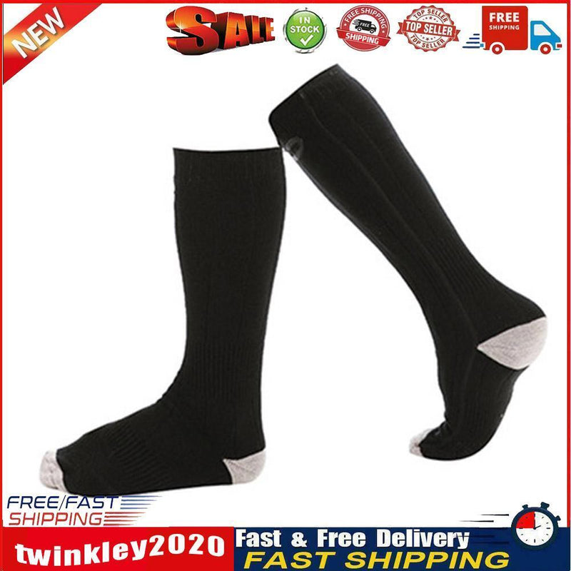 2pcs Electric Heating Socks Foot Warmer Stockings (Black 4500mAh Battery) Newly