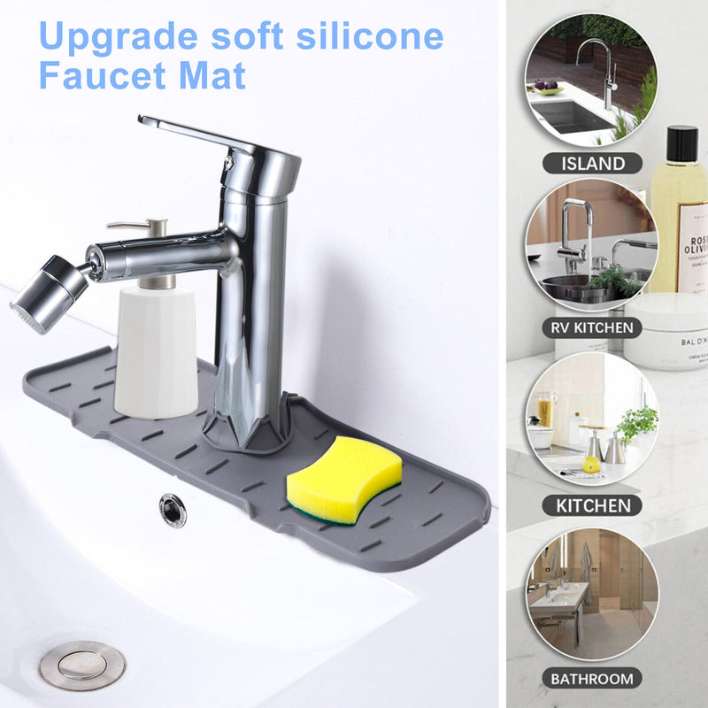 Faucet Sink Splash Catcher Washable Silicone Backsplash Guard Drying Mat Newly