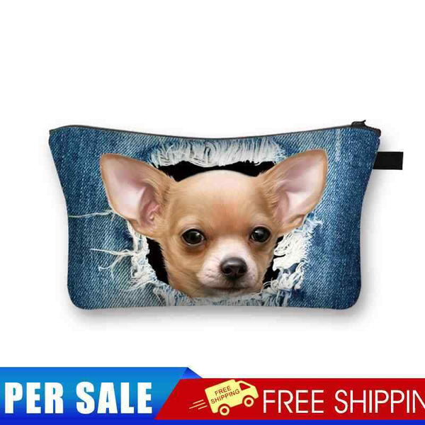 Cowboy dog Printed Hand Hold Travel Storage Cosmetic Bag Toiletry Bag