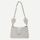 Pure PU Shoulder Bag Women Stone Pattern Weave Strap Square Flap Messenger Pouch