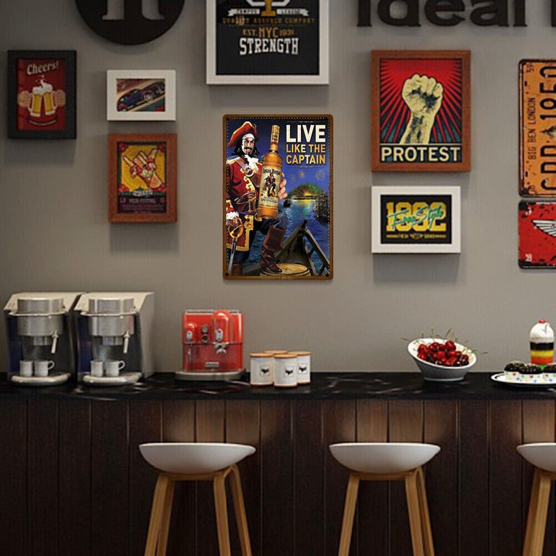 20x30cm Retro Pirate Rectangular Tin Painting Metal Wall Signs Plaque (B)