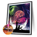 5D DIY Diamond Painting Colorful Moon Full Round Drill Mosaic Picture Kits