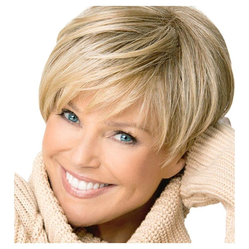 Fashion Short Cut Blond Straight Layered Synthetic Hair For Women Deko HOT Z4Q5