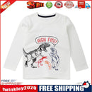 Loose Long Sleeve T-shirt Boys Autumn Kids O-Neck Letters Tops(White 6-7Y)
