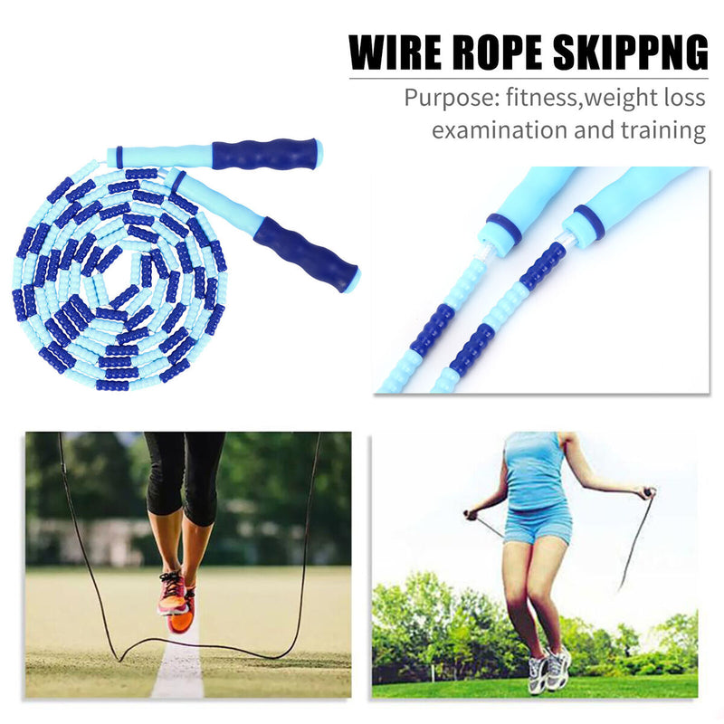 Skipping Rope Professional Rope Skipping Soft Beads Unknotted Rope (Blue) Newly