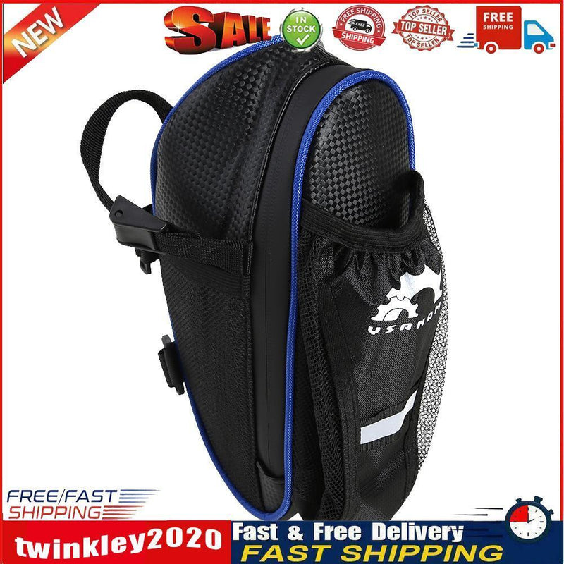 Reflective Bike Cycling Saddle Bag Water Bottle Seatpost Tail Pouch (Blue) Newly