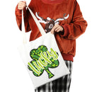 Women Canvas Lucky Leaves Pattern Shoulder Bag Fashion Large Messenger Bag
