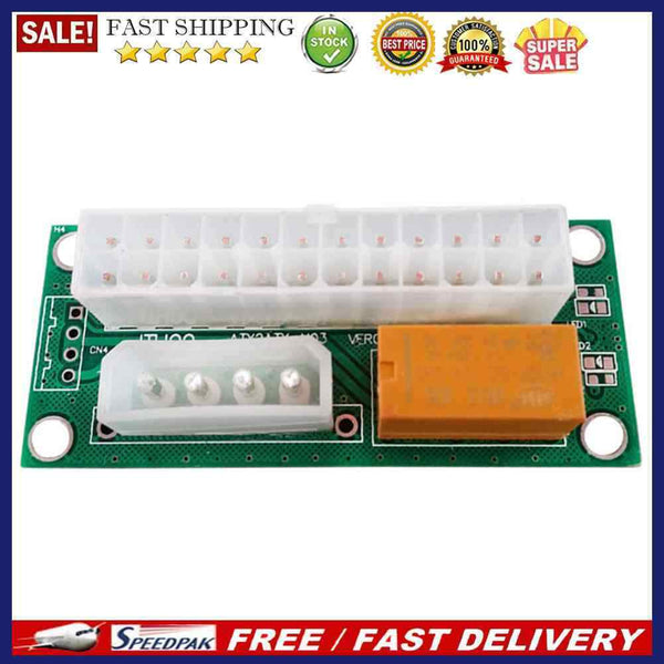 24 Pin to 4 Pin Power Supply Dual PSU Cable Adapter Sync Starter Extender Card