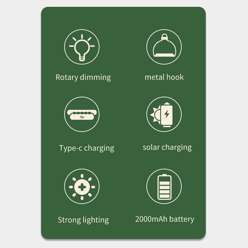 2 Modes Waterproof LED Tent Lanterns Emergency Camping Flame Lights (Black)