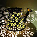 LED Solar Watering Can Lamp Garden Shower Art Metal Iron Kettle Light (B) Newly